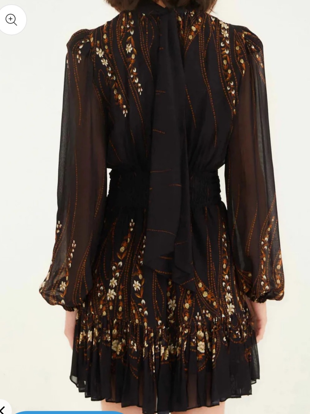 FARM Rio Black Floral Long-Sleeve Tie-Waist Mini Dress - Picture 2 of 4